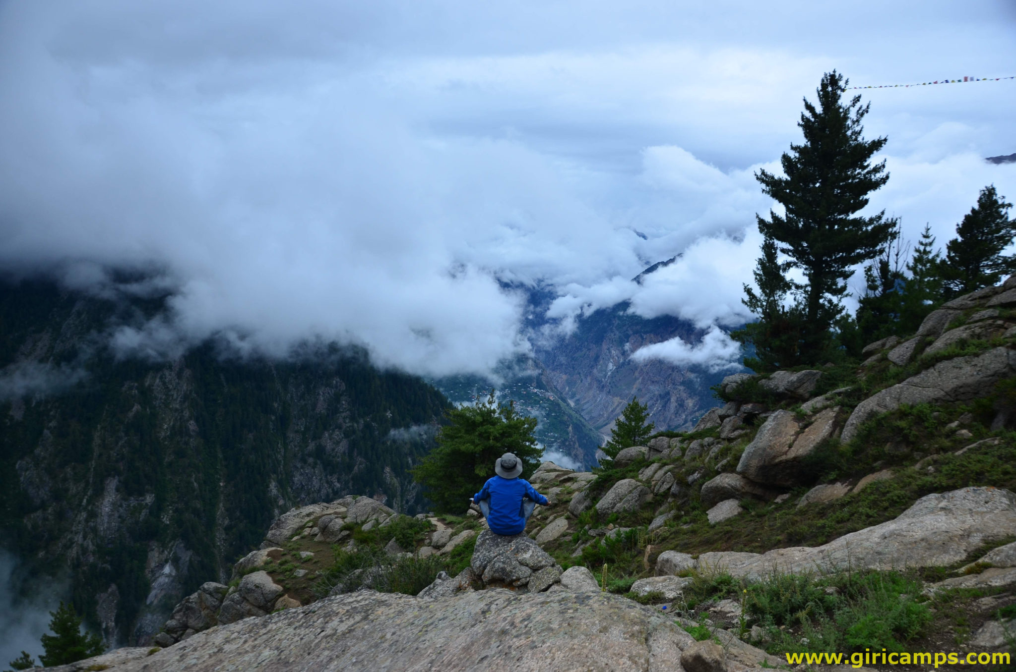 Traveler meditating near Giri Camps - Kinnaur